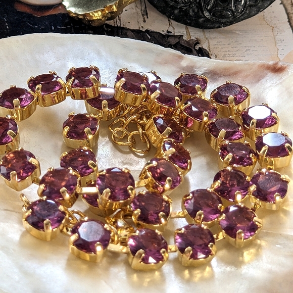 52.14 Total Carats Genuine Amethyst in Classic Tennis Necklace and Earrings - Picture 6 of 8